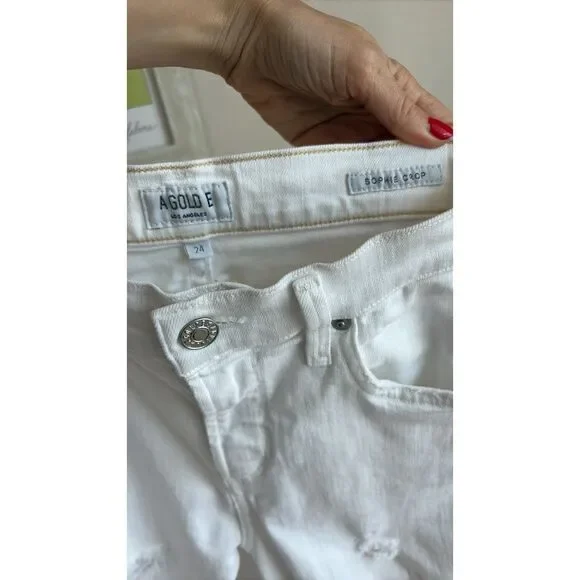 🌼SALE🌼AGOLDE White High Rise Crop Skinny Distressed Denim - Picture 5 of 7